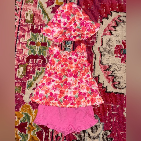 Btween Floral Pink Toddler Set with Hat 24M - Picture 1 of 1